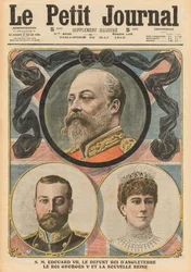 Morte do Rei Eduardo VII, Rei Jorge V e Rainha Maria, ilustração do &39;Le Petit Journal&39;, suplemento ilustrado, 22 de maio de 1910